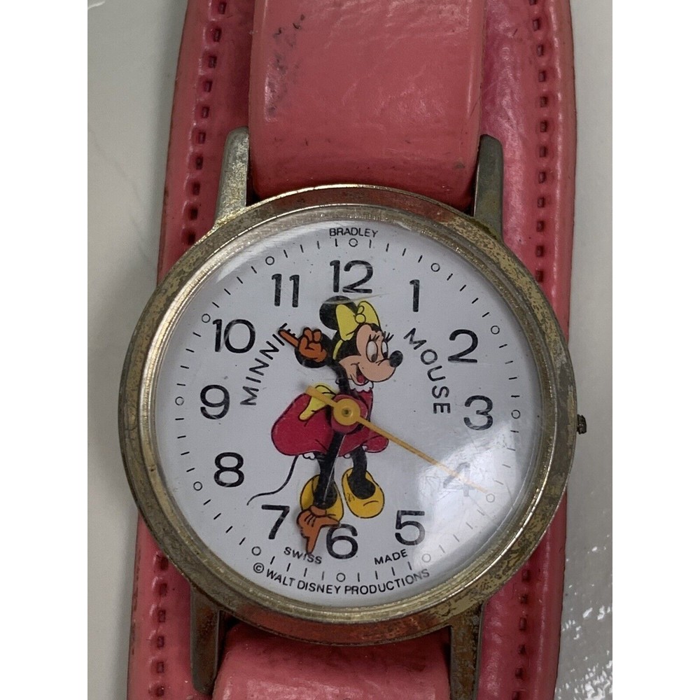 Minnie Mouse Bradley Watch Walt Disney Swiss Made Pink Gl…
